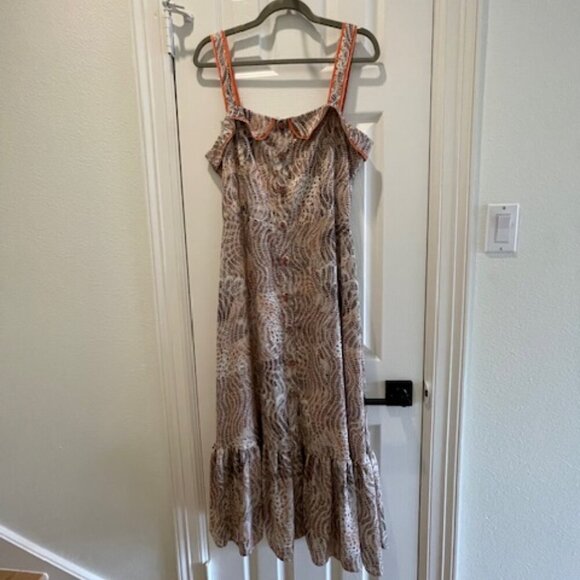 Brown and Cream Exquise Anthropologie Maxi Dress Size XL - Picture 3 of 8